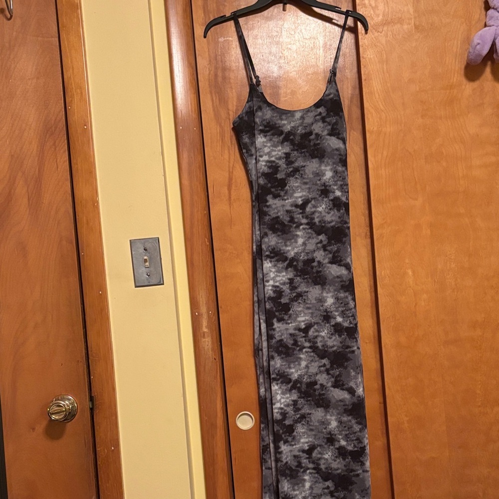 Black and Gray Tie-Dye Maxi Dress